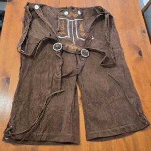 Amazon NWOT Mens Brown Lederhosen Costume Size XXL Bavarian Octoberfest Festival